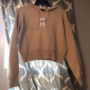 Forever21 Crop Hoodie Sweater Small Tan NWT